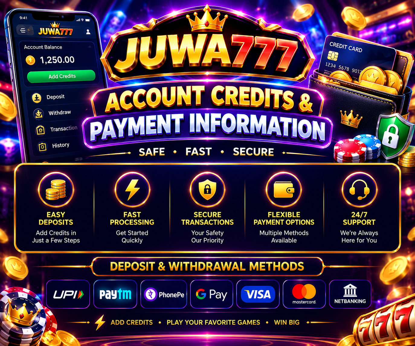 Juwa 777 account credits and payment information